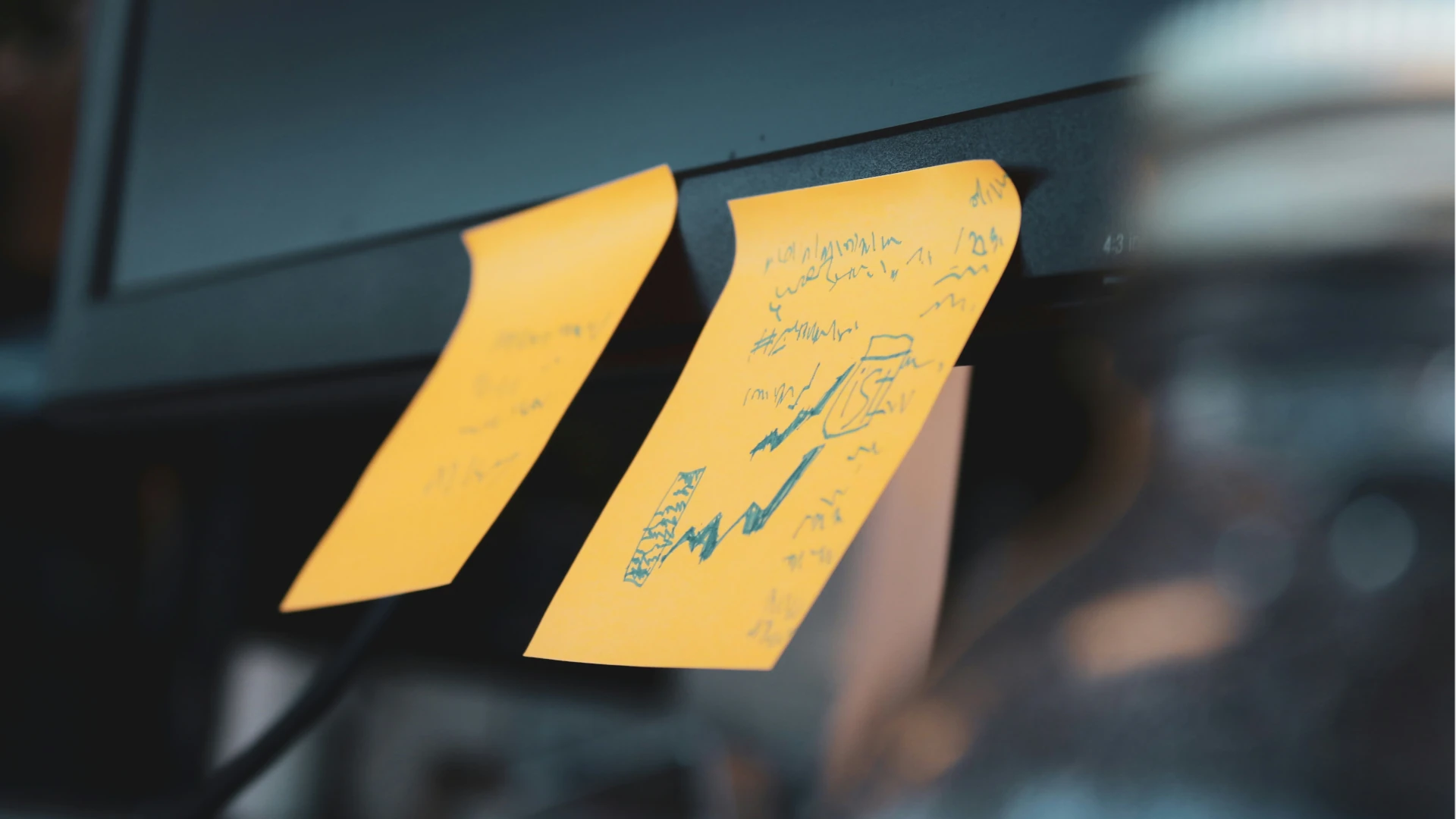 Zdjęcie monitora z karteczkami